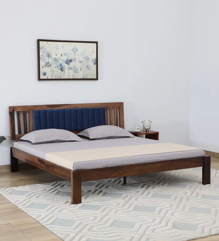 Zoey Engineered Wood King Size Bed in Classic Walnut Finish
