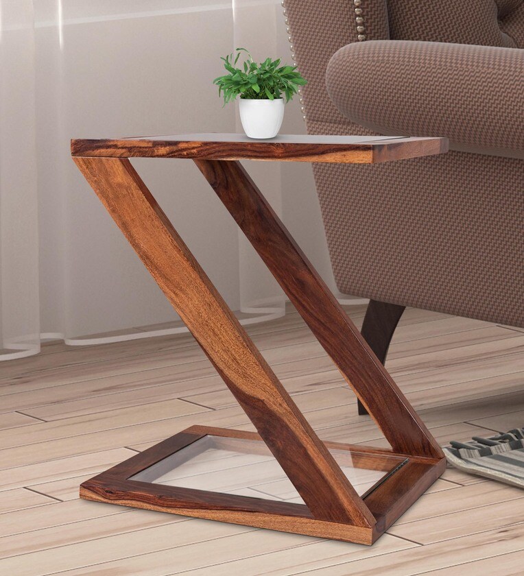 Nick Engineered Wood Side Table in Classic Walnut Finish