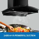 Auto Clean GLEN Chimney Curved Glass Filter-less with Motion Sensor, 1400 m³/h - 60(6068 BL MS AC)