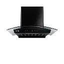 Auto Clean Curved Glass Filter-less Kitchen Chimney, Motion Sensor control with Digital Display 1500 m3/h (6059 DI BL AC)