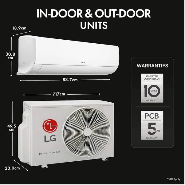 LG /TS-Q18TNXE /ZNXE/DNXE/3 Star (1.5 Ton) /Split AC, AI Convertible 6-In-1, With Diet Mode & Viraat Mode.